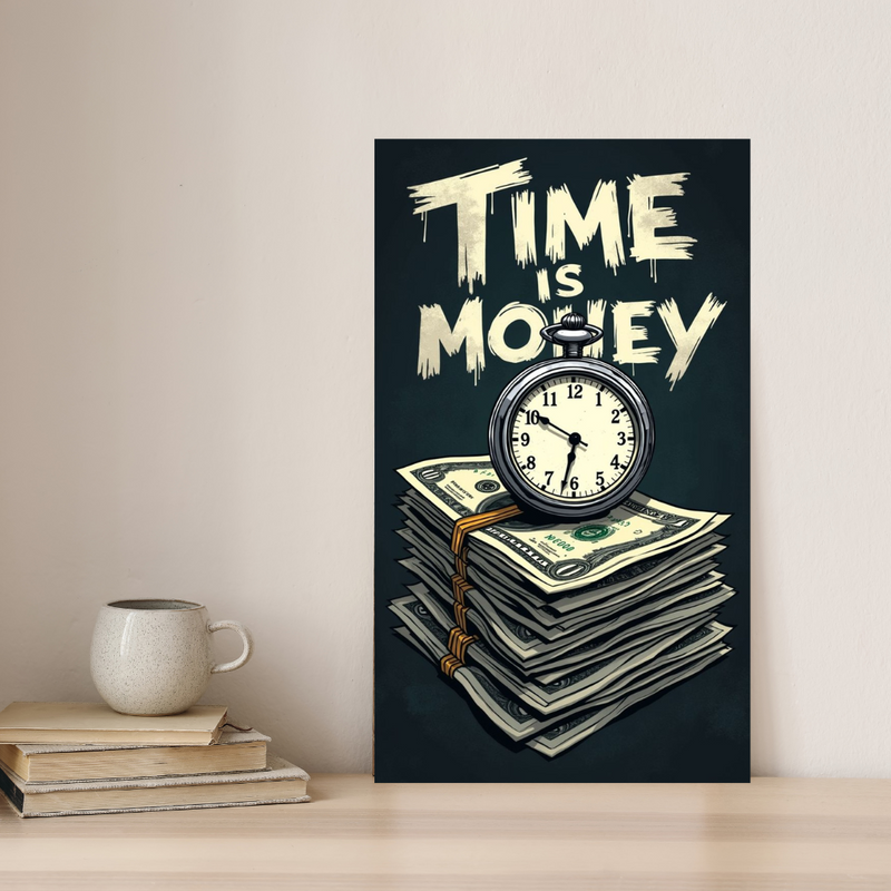 Time is Money Poster – Bold Motivational Wall Art for Hustlers & Dreamers