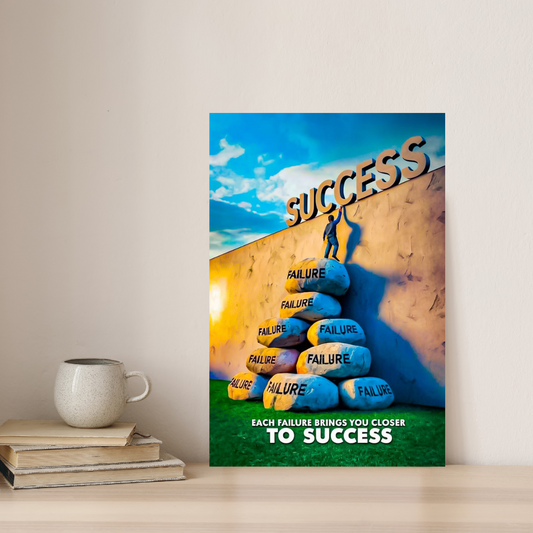 Failure to Success Poster – Inspirational Wall Art for Hustlers, Students & Dreamers