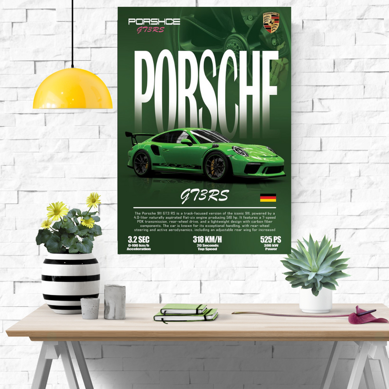 Porsche GT3RS Poster – Premium Car Wall Art for Speed Enthusiasts